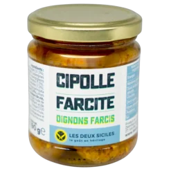 Oignons farcis aux olives noires – antipasti artisanal sicilien
